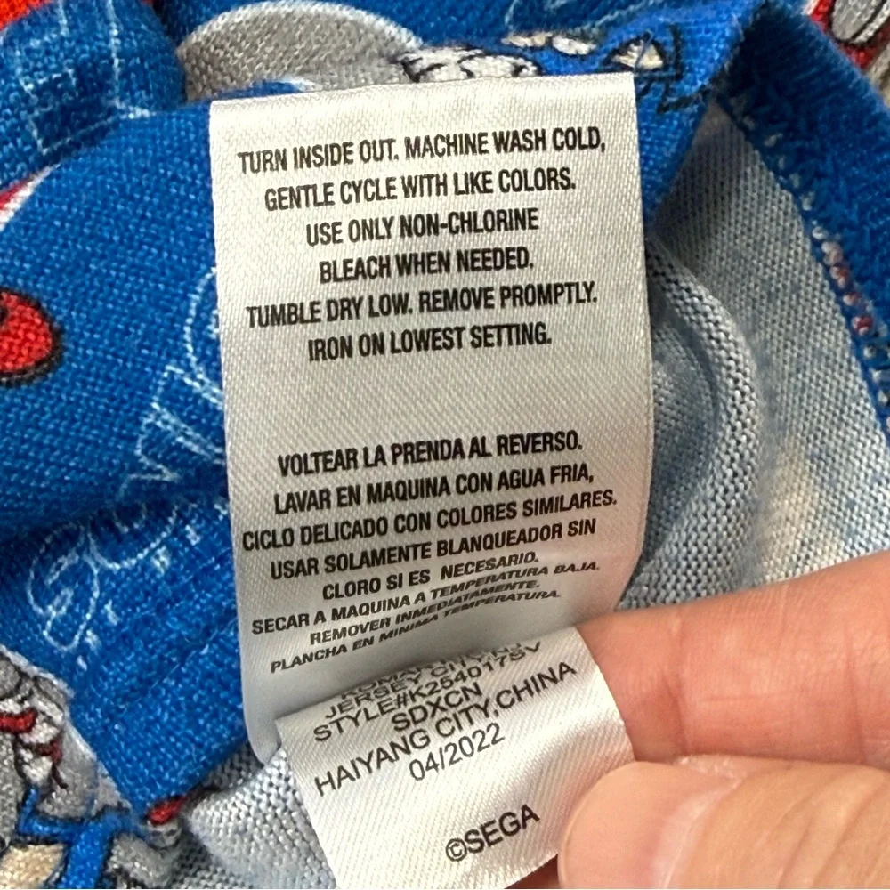 Sonic 2 - Kids Pajama Set with Fun Blue and Red Design - Size 8